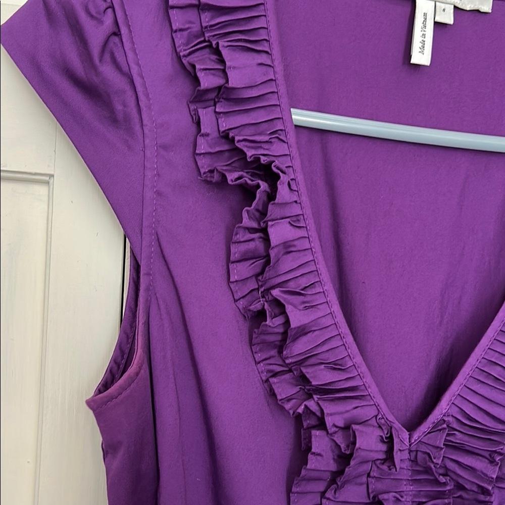 Max & Cleo Plum Ruffle Midi Dress - Picture 6 of 14